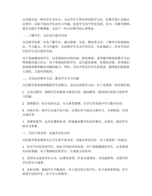 数学课分层教学心得体会
