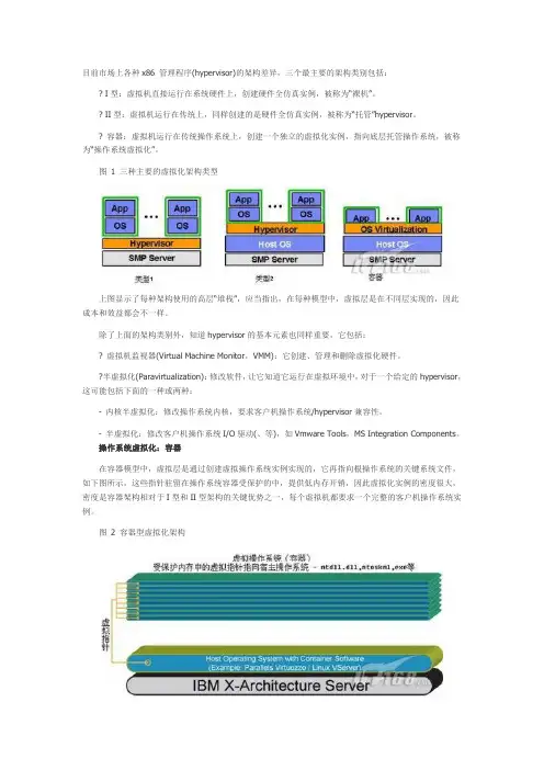 三种主要的虚拟化架构类型