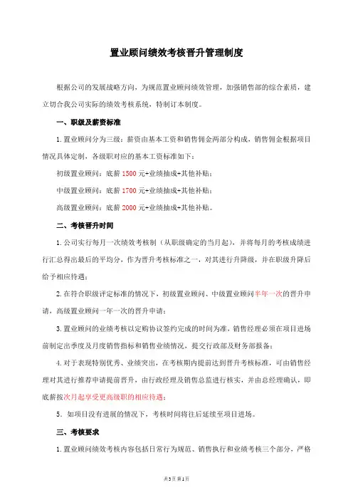 20151026置业顾问绩效考核管理制度