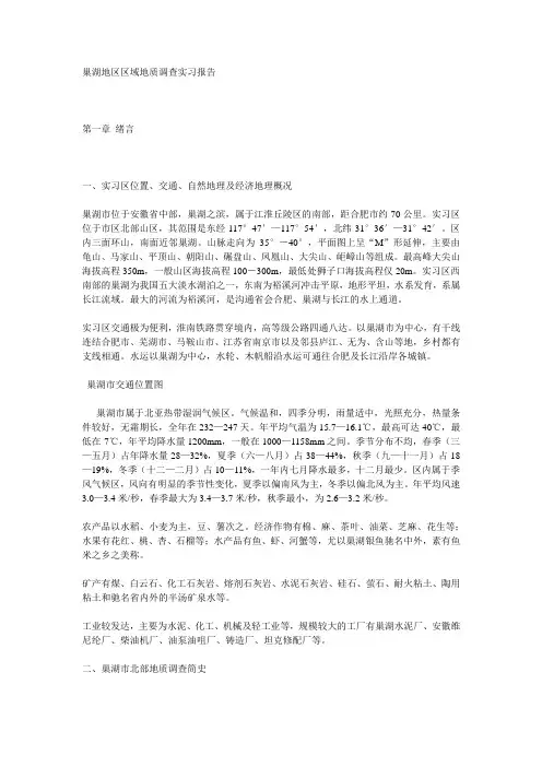 巢湖地区区域地质调查实习报告
