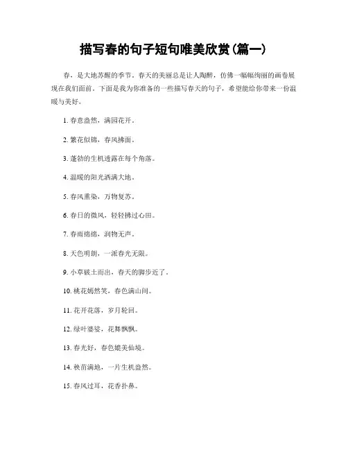 描写春的句子短句唯美欣赏(精选两篇)