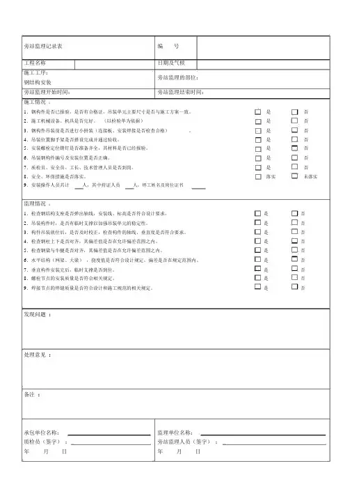 旁站监理记录表(新版)