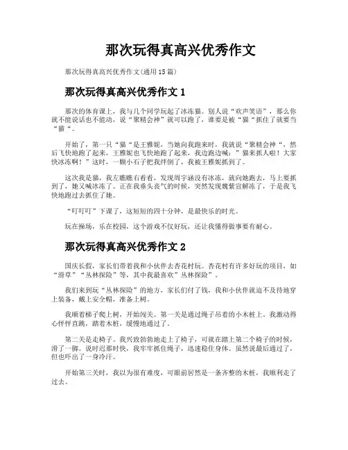 那次玩得真高兴优秀作文