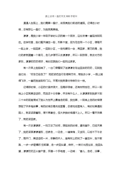 路上总有一盏灯作文800字初中