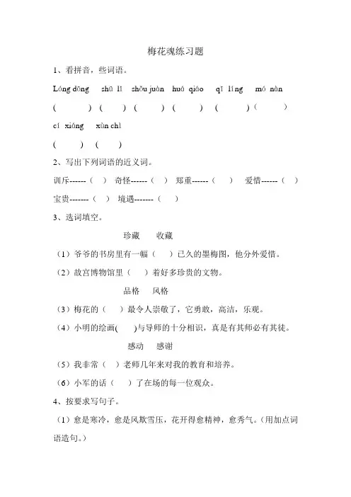 梅花魂习题及答案.doc