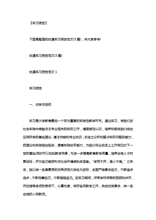 动漫实习报告范文(3篇)