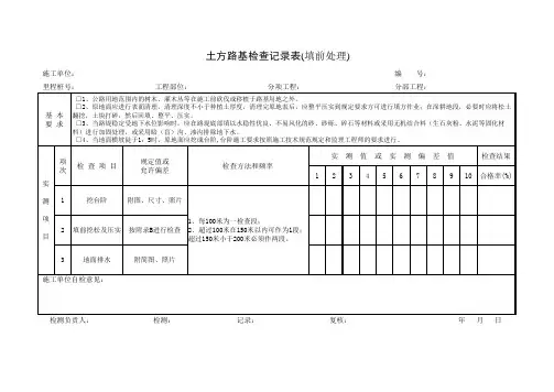 土方路基检查记录表(填前处理)