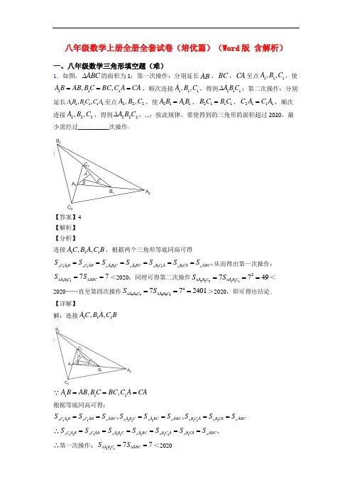 八年级数学上册全册全套试卷(培优篇)(Word版 含解析)