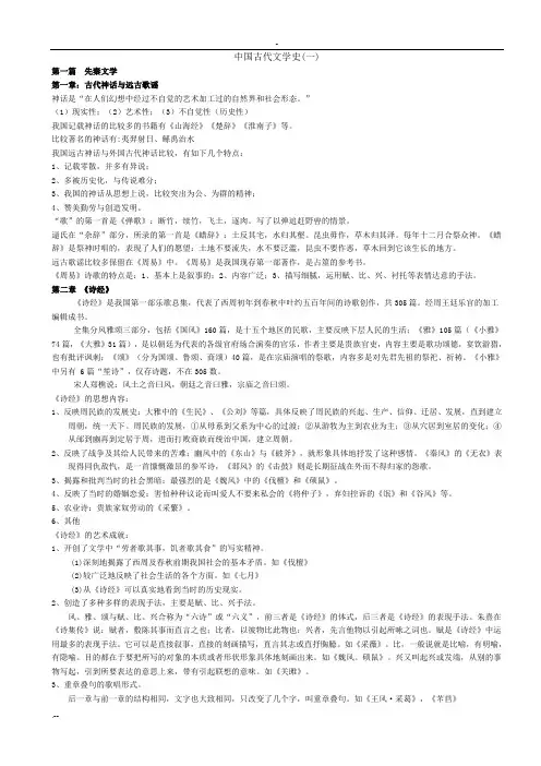 中国古代文学史自考资料