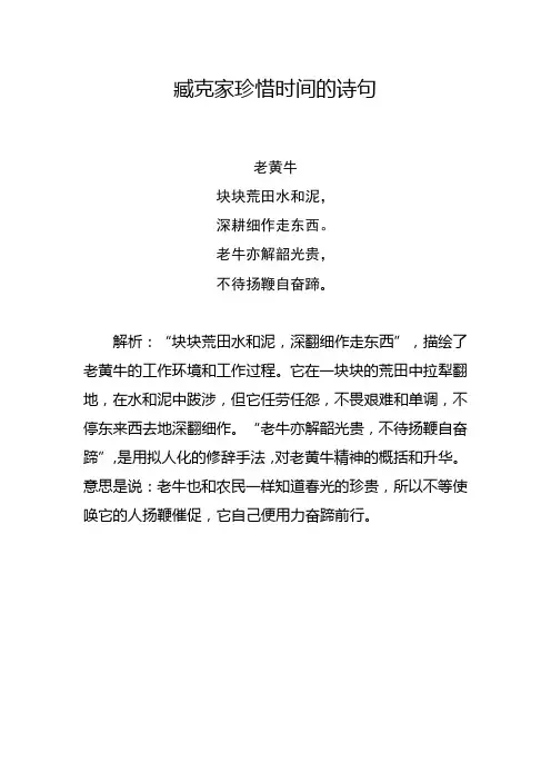 臧克家关于珍惜时间 的诗句