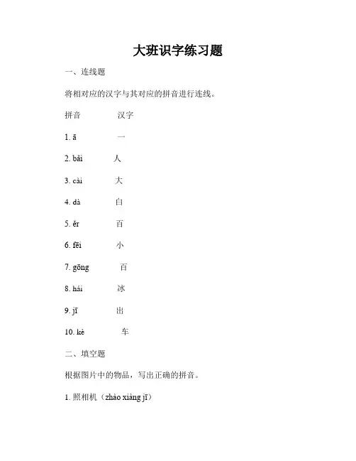大班识字练习题