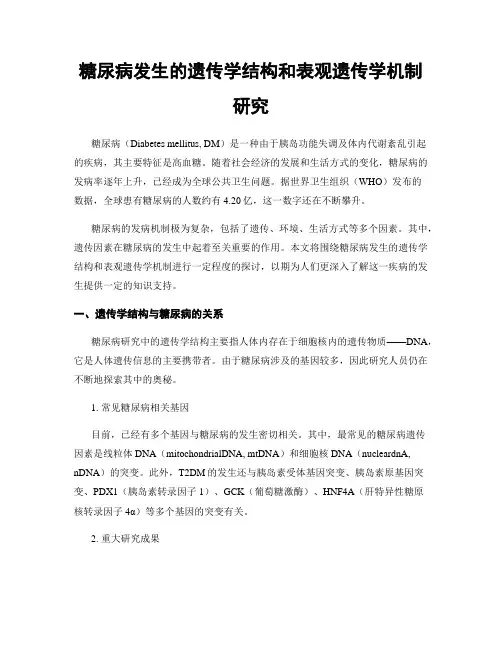 糖尿病发生的遗传学结构和表观遗传学机制研究