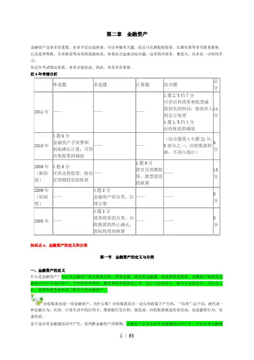 注册会计师金融资产章节重点总结
