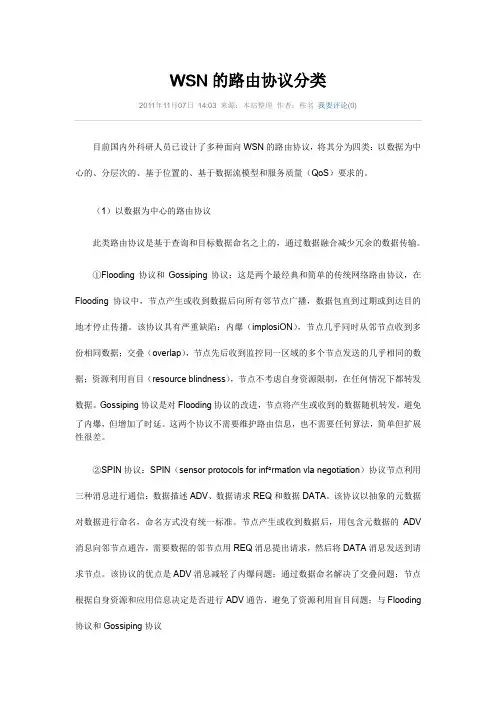 WSN协议分类