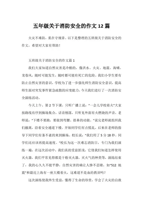五年级关于消防安全的作文12篇