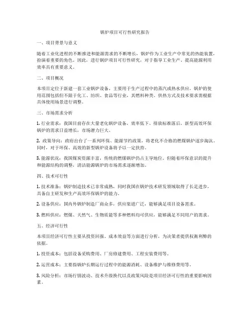 锅炉项目可行性研究报告