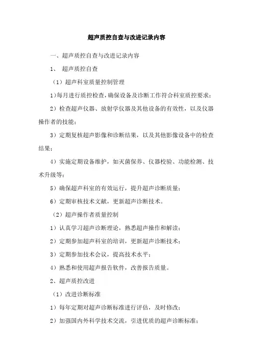 超声质控自查与改进记录内容