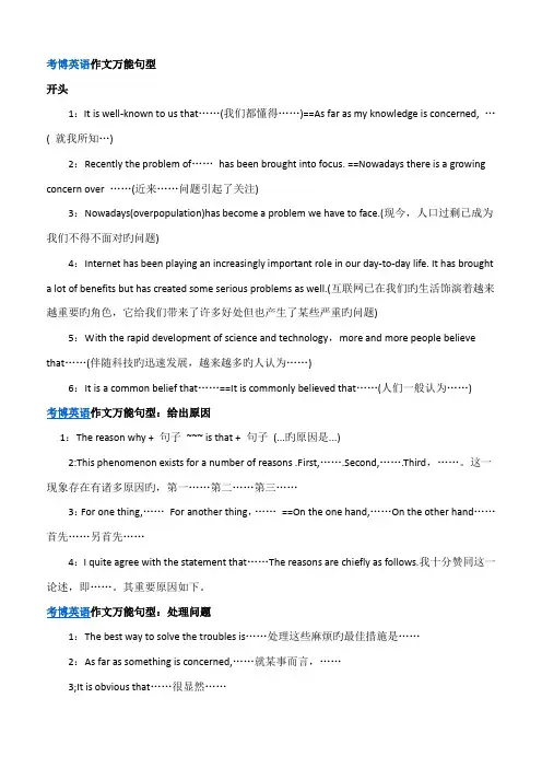 2023年考博英语作文万能句型