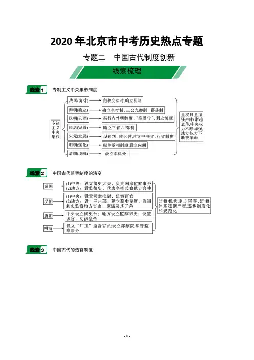 2020年北京市中考历史热点专题：中国古代制度创新