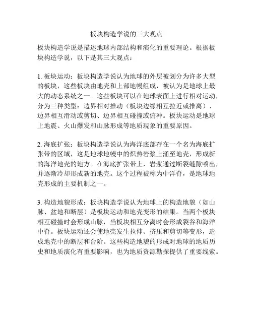 板块构造学说的三大观点