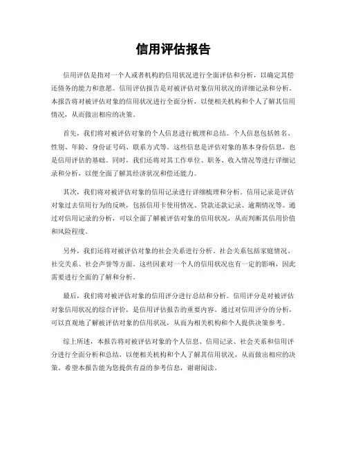 信用评估报告