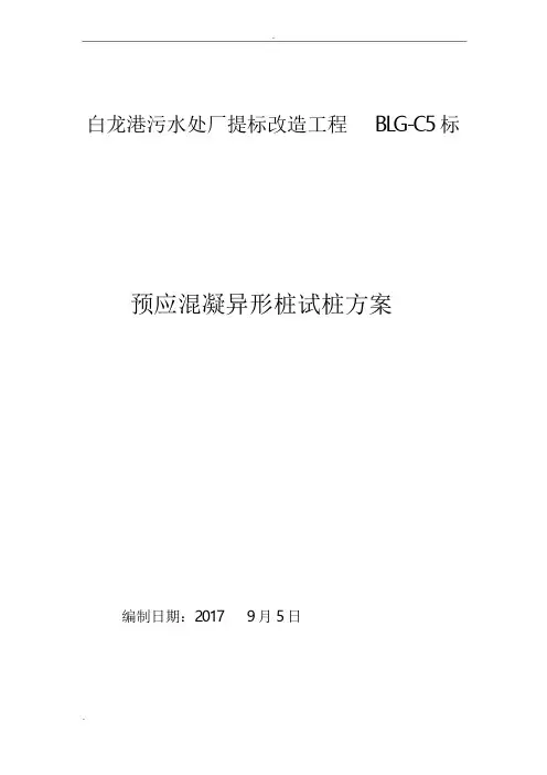 白龙港污水处理厂提标改造工程预应力混凝异形桩试桩方案