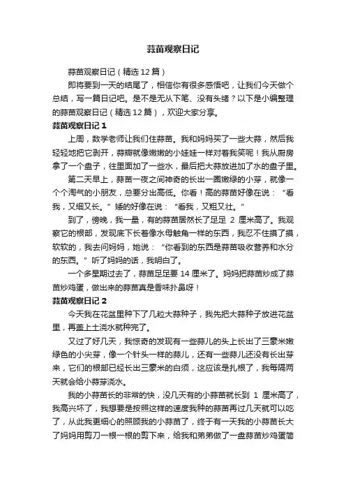蒜苗观察日记（精选12篇）