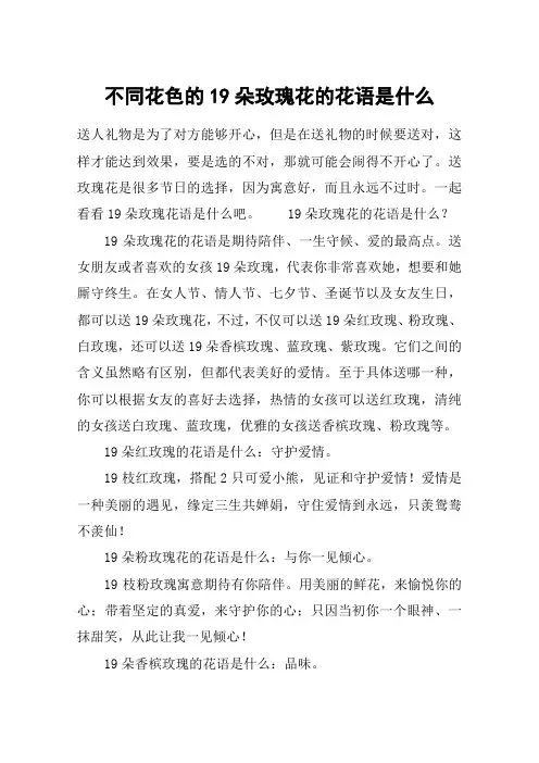 不同花色的19朵玫瑰花的花语是什么