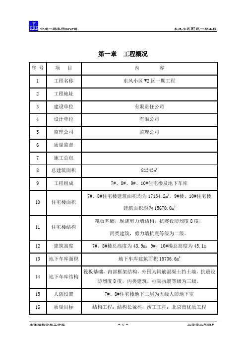 主体结构混凝土方案