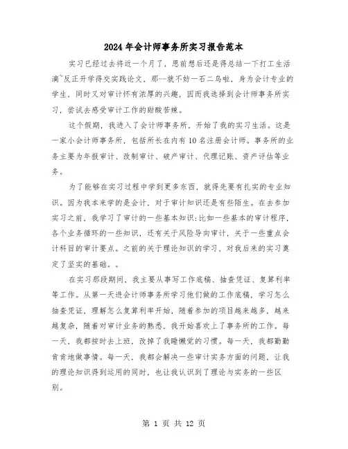2024年会计师事务所实习报告范本(4篇)