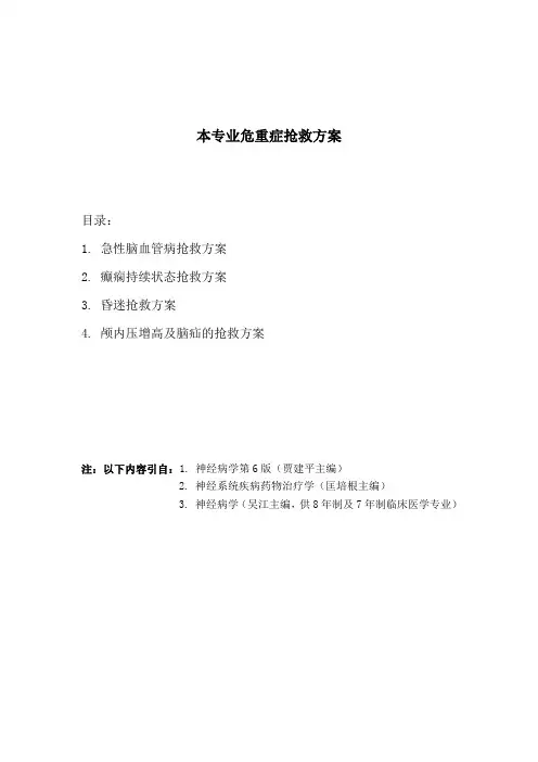 神经内科专业危重症抢救方案