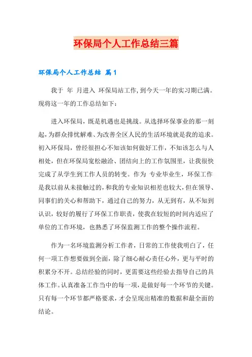 环保局个人工作总结三篇