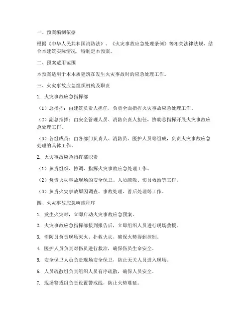 木质建筑火灾应急预案模板