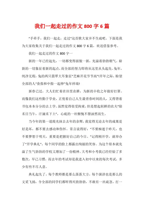 我们一起走过的作文800字6篇