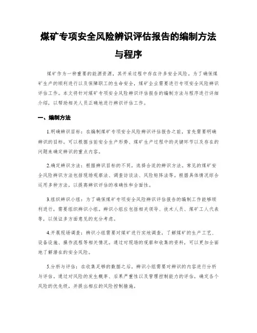 煤矿专项安全风险辨识评估报告的编制方法与程序