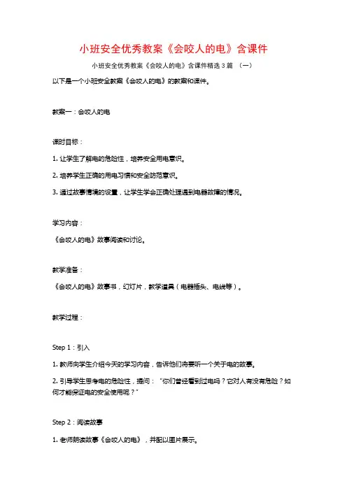小班安全优秀教案《会咬人的电》含课件3篇