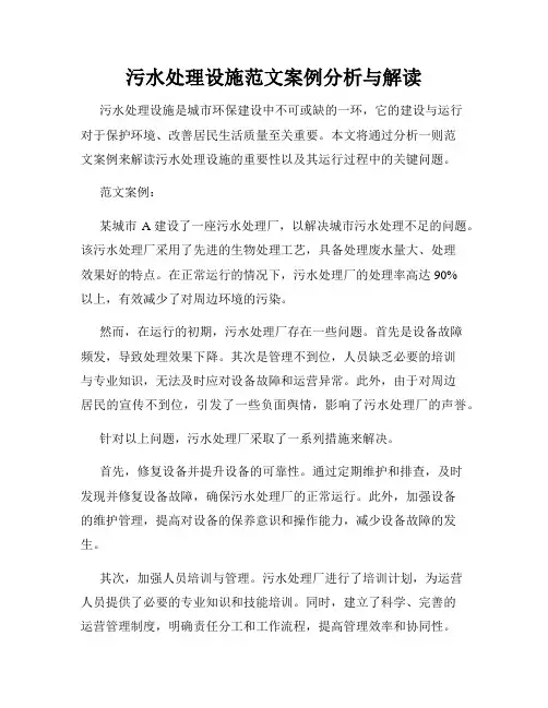 污水处理设施范文案例分析与解读