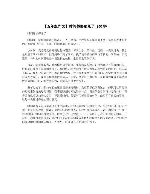 【五年级作文】时间都去哪儿了_800字