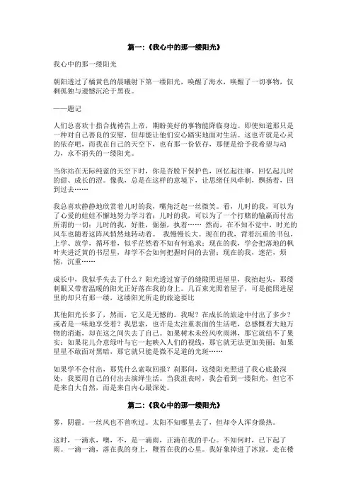 我心中的那一缕阳光600字