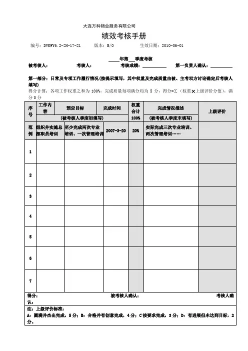 万科绩效考核手册