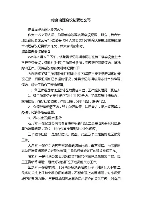 综合治理会议纪要怎么写