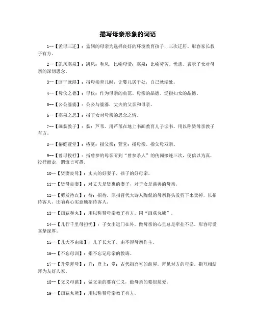 描写母亲形象的词语