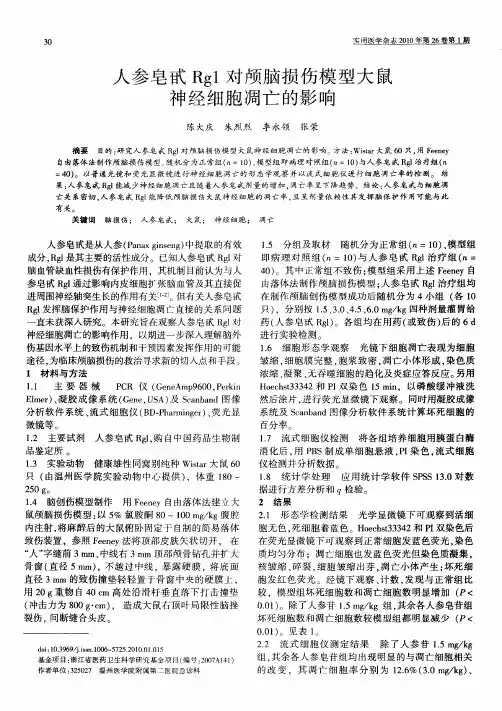人参皂甙Rg1对颅脑损伤模型大鼠神经细胞凋亡的影响