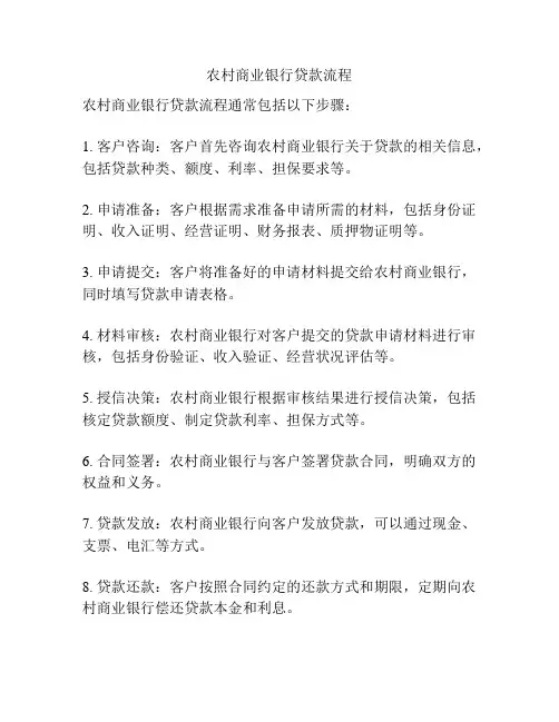 农村商业银行贷款流程