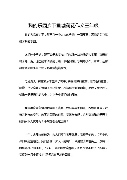 我的乐园乡下鱼塘荷花作文三年级