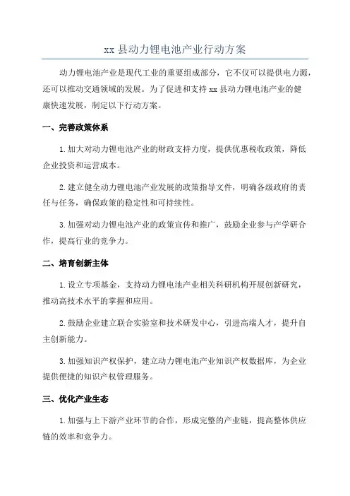 xx县动力锂电池产业行动方案