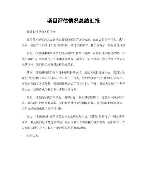 项目评估情况总结汇报