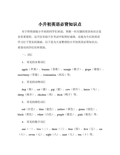 小升初英语必背知识点