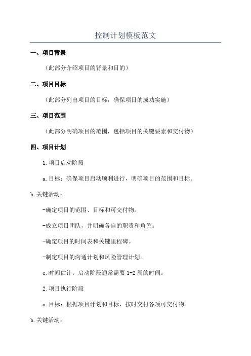 控制计划模板范文