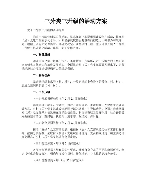 三分类三升级的活动方案